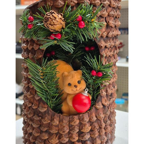 Pinecone Woodland Christmas Decor with Plush Teddy & Ornament - Picture 1 of 7